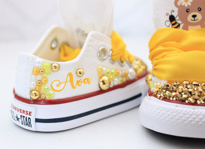 Bee shoes- Bee bling Converse-Girls bee Shoes-bee Converse-My first bee day-my 1st bee day