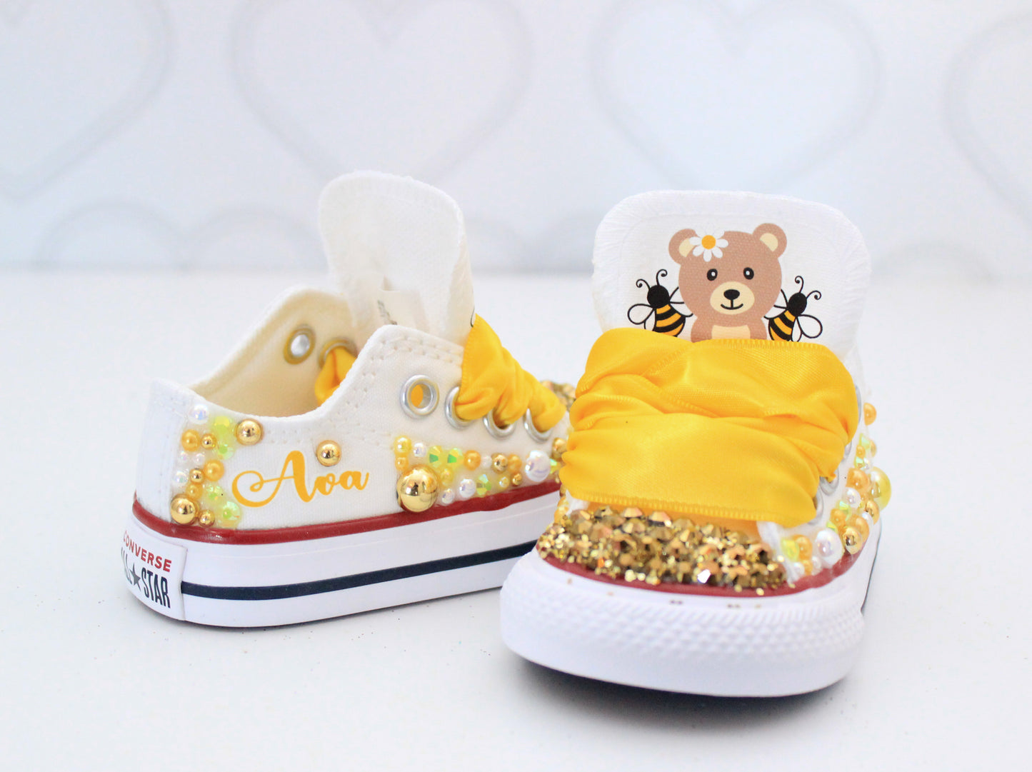 Bee shoes- Bee bling Converse-Girls bee Shoes-bee Converse-My first bee day-my 1st bee day