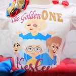 Load image into Gallery viewer, Golden girls tutu set- Golden girls tutu set- Golden girls outfit-Golden girls ribbon trim set- The golden one birthday
