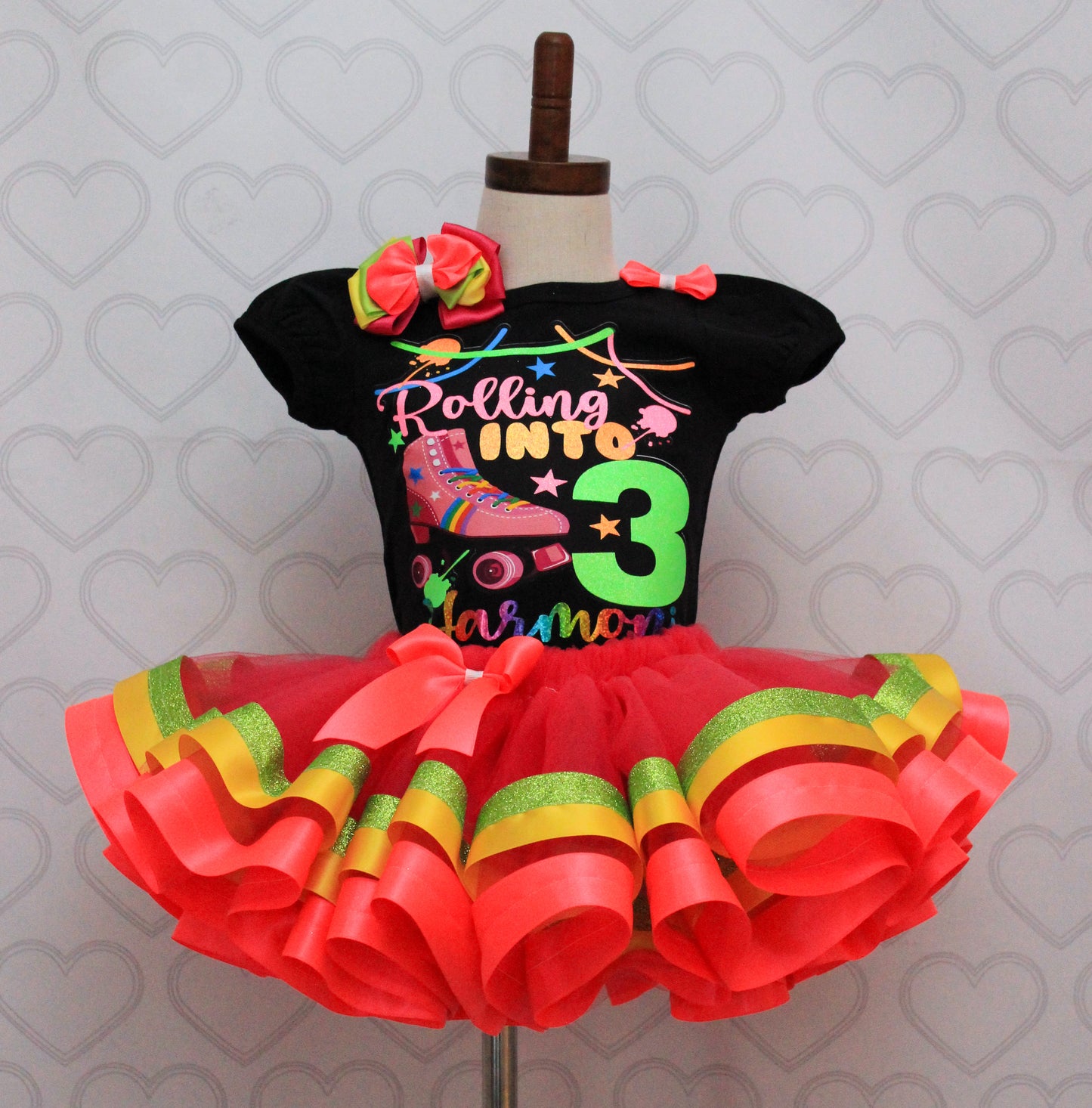 Roller skate tutu set- Roller skate outfit-Roller skate dress-Roller skate birthday-Skate tutu set