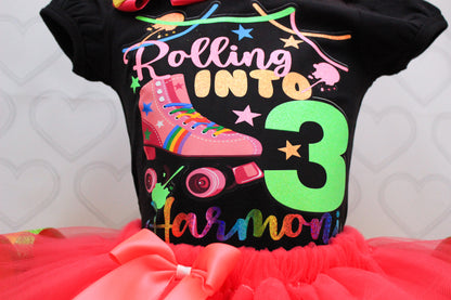 Roller skate tutu set- Roller skate outfit-Roller skate dress-Roller skate birthday-Skate tutu set