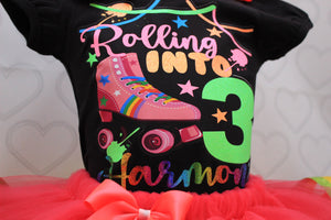 Roller skate tutu set- Roller skate outfit-Roller skate dress-Roller skate birthday-Skate tutu set