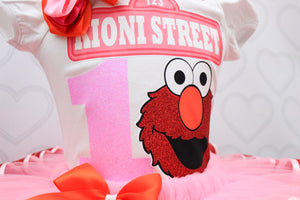 Elmo tutu set-Girly Elmo tutu set-Girl Elmo outfit-Elmo ribbon trim set- Elmo outfit