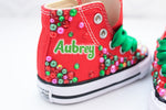 Load image into Gallery viewer, Strawberry Shortcake shoes- Strawberry shortcake bling Converse-Girls Strawberry shortcake Shoes-Strawberry shortcake Converse
