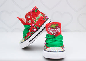 Strawberry Shortcake shoes- Strawberry shortcake bling Converse-Girls Strawberry shortcake Shoes-Strawberry shortcake Converse