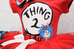 Load image into Gallery viewer, Cat in the hat tutu set- Cat in the hat outfit-Cat in the hat dress-Cat in the hat birthday-Thing 1 thing 2 tutu set
