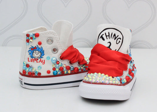 Cat in the hat shoes-Cat in the hat bling Converse-Girls Cat in the hat Shoes-thing 1 Converse