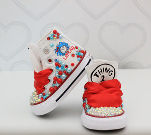 Cat in the hat shoes-Cat in the hat bling Converse-Girls Cat in the hat Shoes-thing 1 Converse