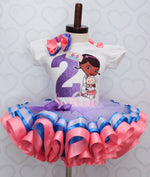 Load image into Gallery viewer, Doc mcstuffins tutu set- Doc mcstuffins outfit-Doc mcstuffins  birthday outfit
