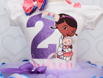 Load image into Gallery viewer, Doc mcstuffins tutu set- Doc mcstuffins outfit-Doc mcstuffins  birthday outfit
