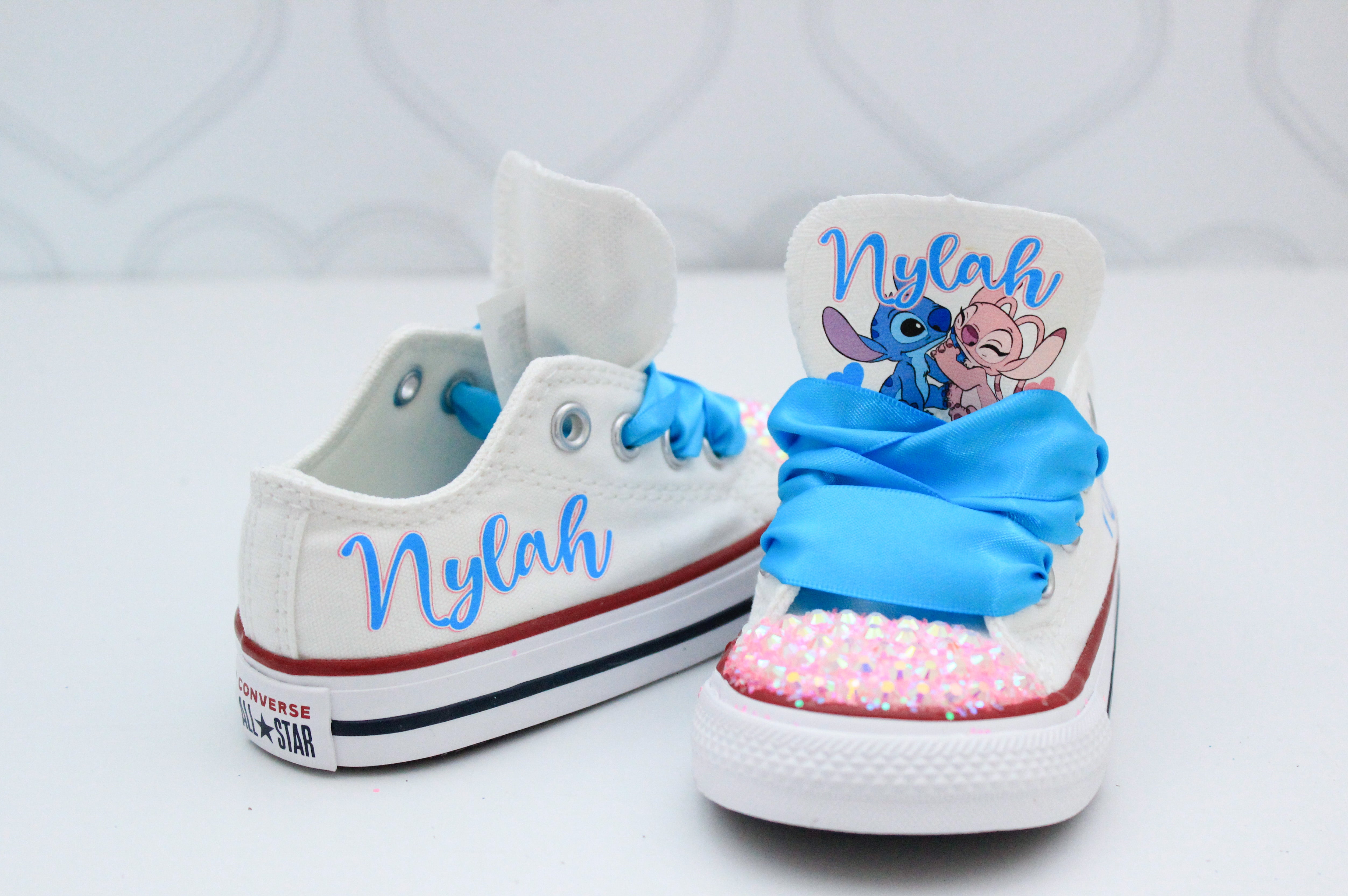 Lilo and Stitch Shoes- Lilo and Stitch Converse-Girls Lilo and Stitch in Wonderland Shoes-Lilo and Angel Shoes 3C