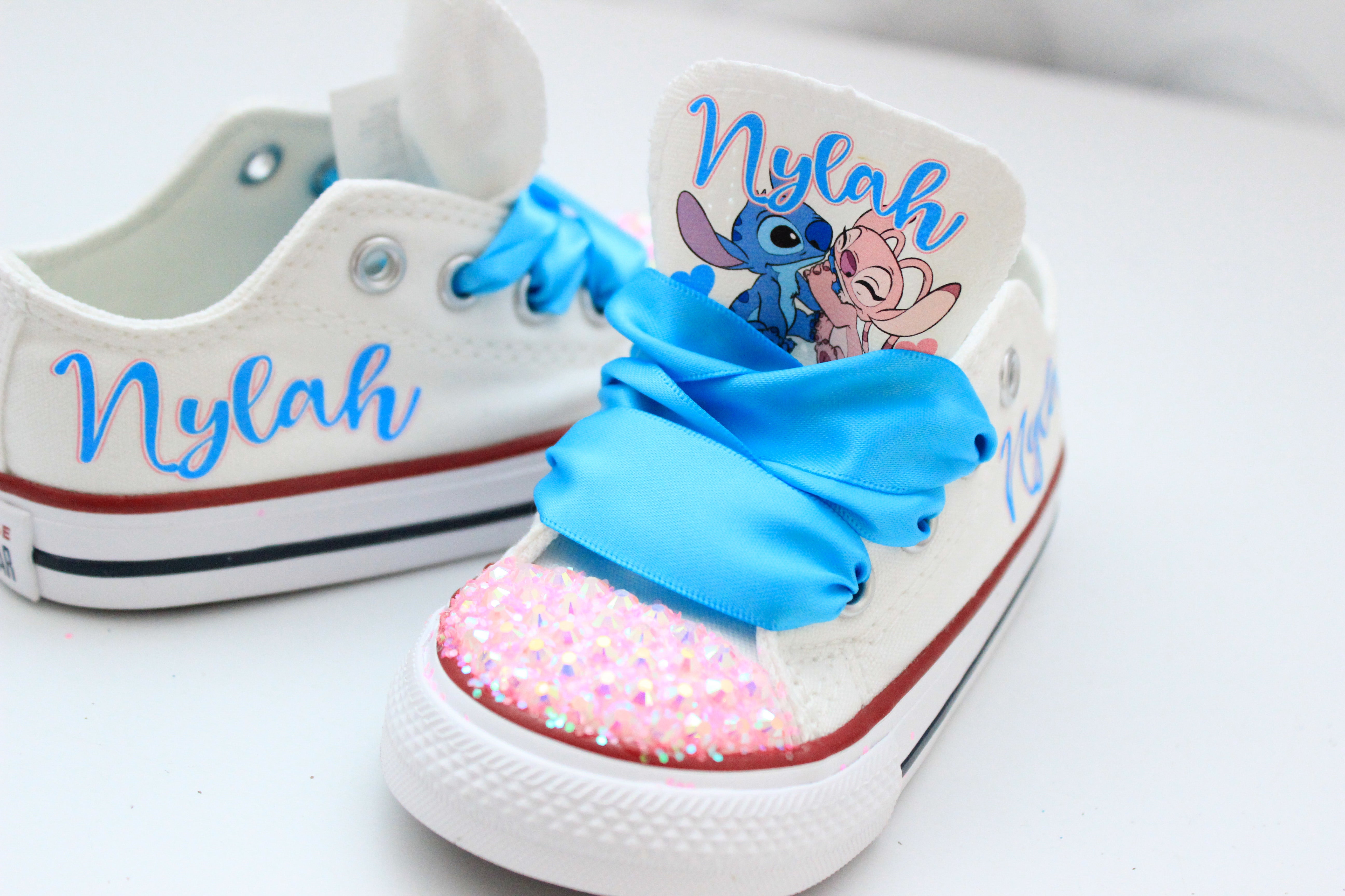 Stitch & Angel High Top Shoes, Stitch and Angel converse, Custom