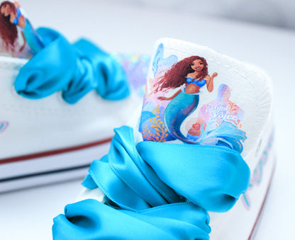 The little mermaid shoes-The little mermaid bling Converse-Girls The little mermaid Shoes-Live action little mermaid