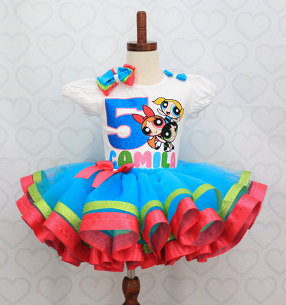 Powerpuff girls tutu set-Powerpuff girls outfit-Powerpuff girls dress-Powerpuff girls birthday