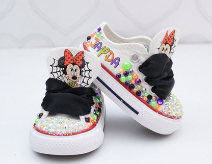 Minnie Mouse shoes- Minnie Mouse bling Converse-Girls Minnie Mouse halloween Shoes- Minnie Mouse halloween Converse