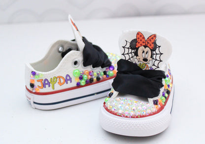 Minnie Mouse shoes- Minnie Mouse bling Converse-Girls Minnie Mouse halloween Shoes- Minnie Mouse halloween Converse
