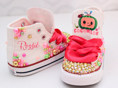 Cocomelon shoes- Cocomelon bling Converse-Girls Cocomelon Shoes-Cocomelon Converse