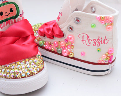 Cocomelon shoes- Cocomelon bling Converse-Girls Cocomelon Shoes-Cocomelon Converse