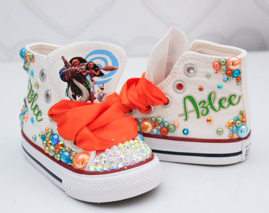 Moana shoes- Moana bling Converse-Girls Moana Shoes-Moana Converse