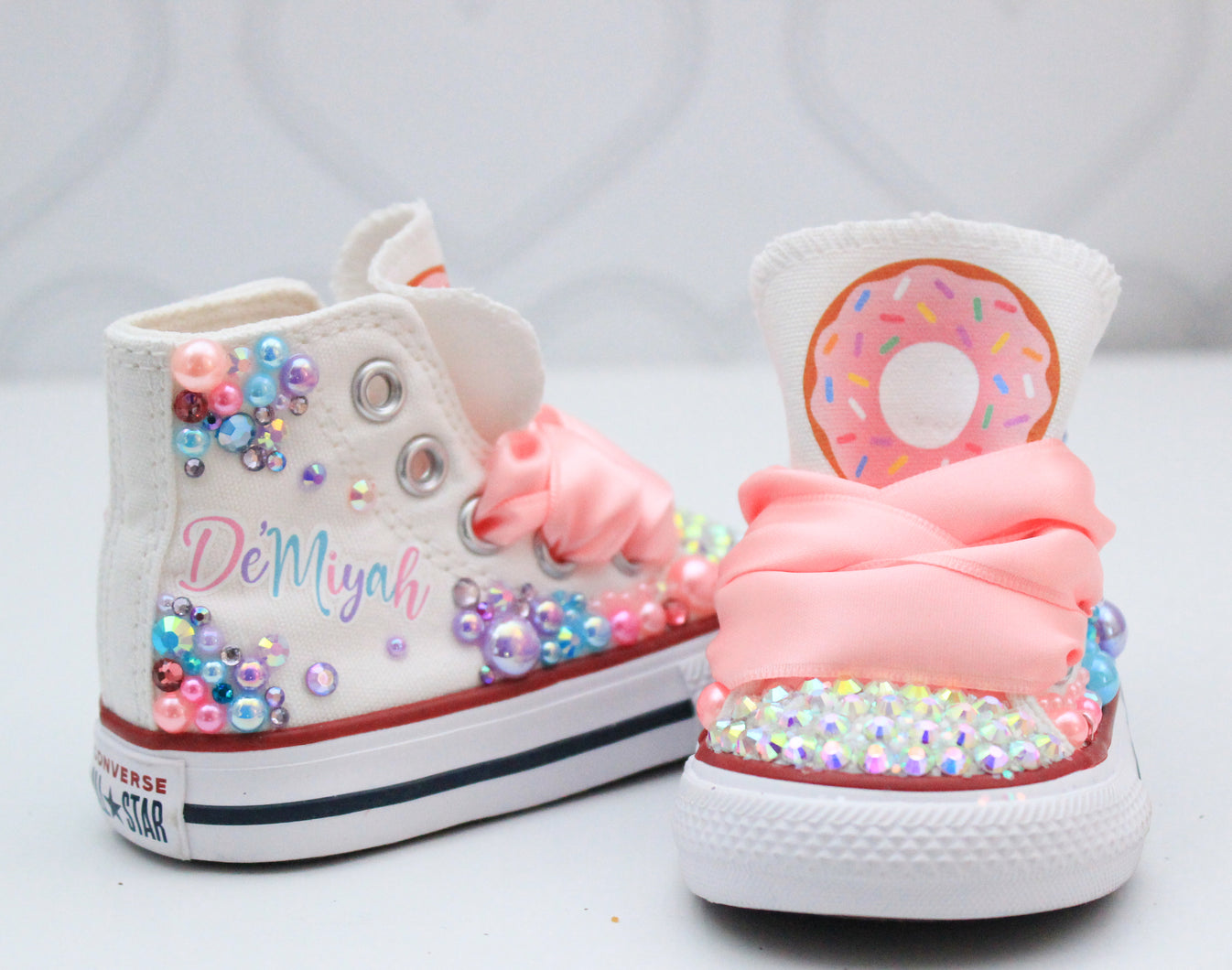 Colorful Donut Pattern Print Men Women's High Top Shoes