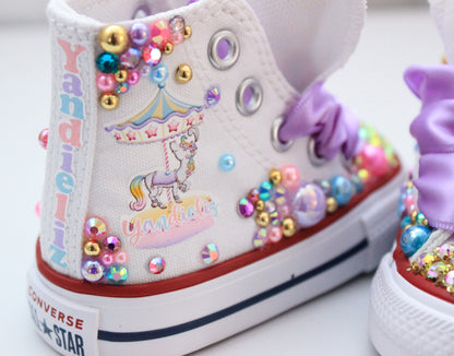 Circus shoes- Circus  bling Converse-Girls Circus  Shoes- Carnival Converse-Circus Converse-Carousel shoes