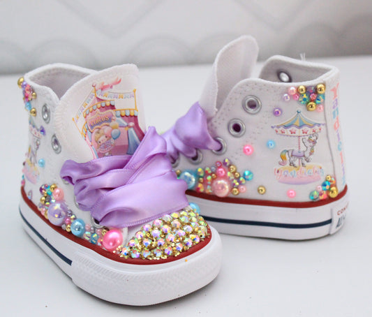 Circus shoes- Circus  bling Converse-Girls Circus  Shoes- Carnival Converse-Circus Converse-Carousel shoes