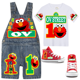 Elmo Overalls-Elmo Birthday Overalls-Elmo Birthday outfit