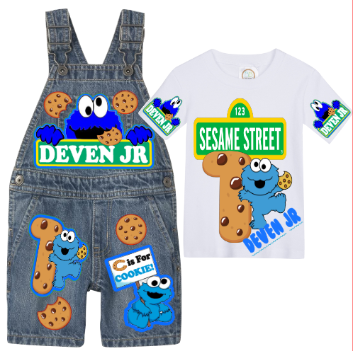 Cookie Monster Overalls- Cookie Monster Birthday Overalls- Cookie Monster Birthday outfit
