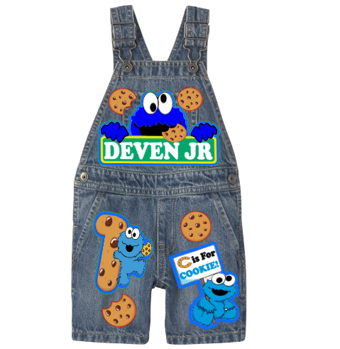 Cookie Monster Overalls- Cookie Monster Birthday Overalls- Cookie Monster Birthday outfit