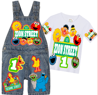 Sesame street Overalls- Sesame street Birthday Overalls- Sesame street Birthday outfit