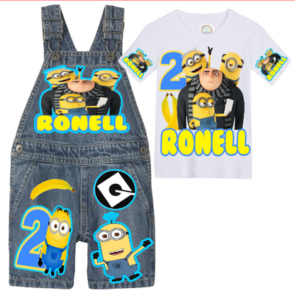 Minion Overalls- Minion Birthday Overalls- Minion Birthday outfit-Despicable me outfit