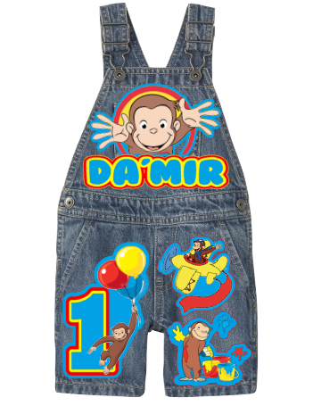 Curious George Overalls- Curious George Birthday Overalls- Curious George Birthday outfit