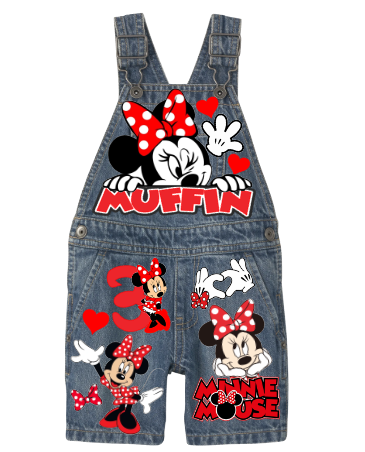 Minnie Mouse Overalls-Minnie Mouse Birthday Overalls-Minnie mouse Birthday outfit