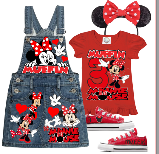 Minnie Mouse Skirt Overalls-Minnie Mouse Birthday Overalls-Minnie mouse Birthday outfit