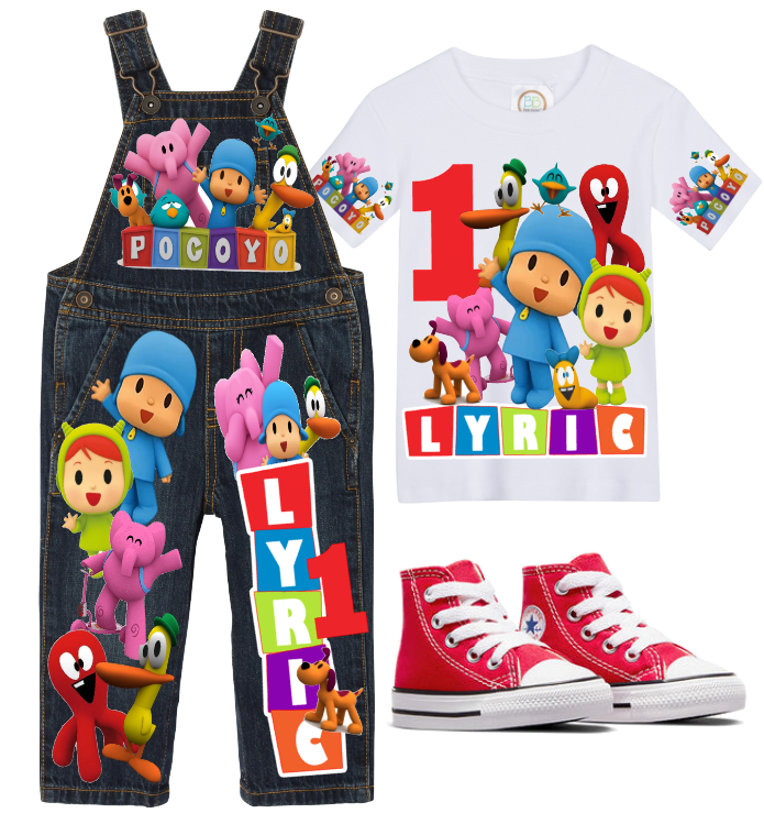 Pocoyo overalls-Pocoyo outfit- Pocoyo birthday shirt