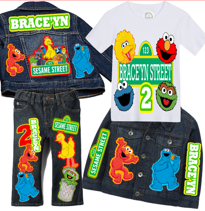 Sesame Street Denim Set-Boys Sesame Street denim set-Sesame Street Birthday outfit-Sesame street boys outfit