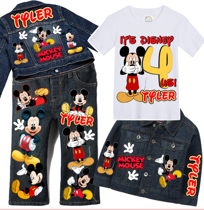 Mickey Mouse Denim Set-Boys Mickey Mouse denim set-Mickey Mouse Birthday outfit-Mickey Mouse boys outfit
