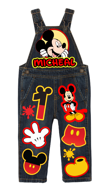 Mickey Mouse overalls-Mickey Mouse outfit-Mickey Mouse birthday shirt-Mickey Mouse birthday outfit