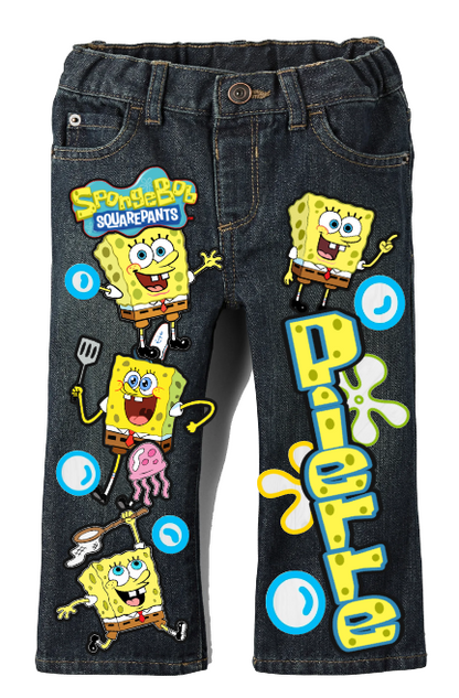 Spongebob boys outfit - Spongebob Denim Set-Boys Spongebob denim set- Spongebob Birthday outfit