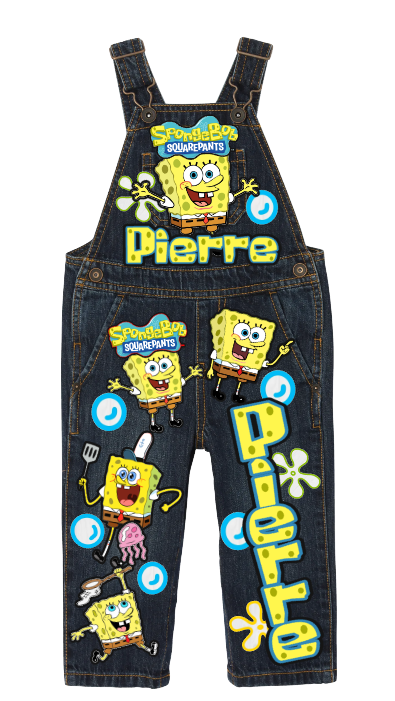 Spongebob overalls- Spongebob outfit- Spongebob birthday shirt