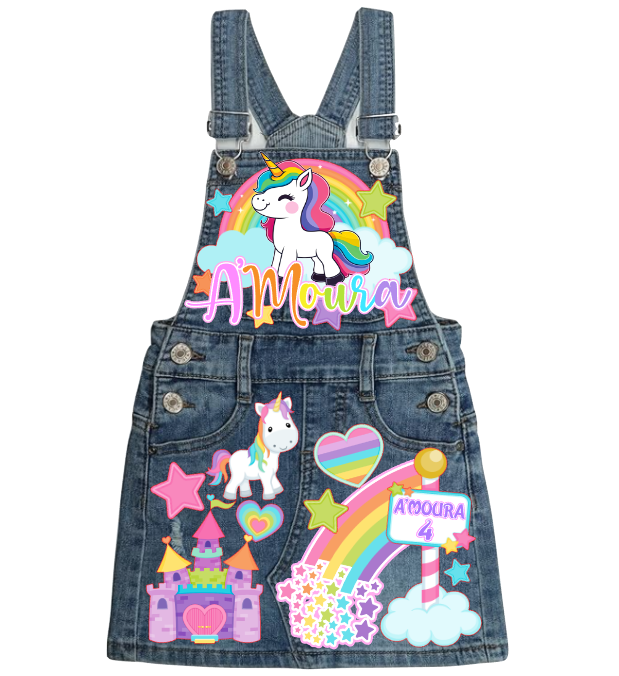 Unicorn Skirt Overalls-Unicorn Birthday Overalls-Unicorn Birthday outfit