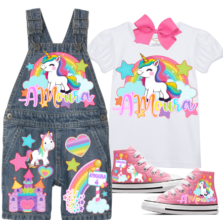 Unicorn Short Overalls-Unicorn Short Birthday Overalls-Unicorn Birthday outfit