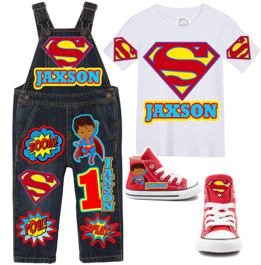 Superman overalls-superman outfit-superman birthday shirt-superman birthday outfit