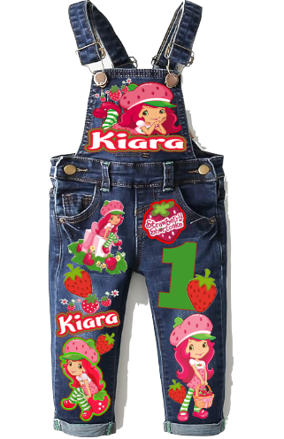 Strawberry Shortcake Overalls-Strawberry Shortcake Birthday Overalls-Strawberry Shortcake Birthday outfit