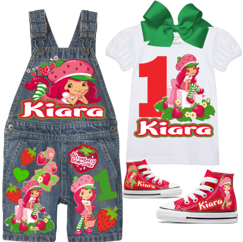 Strawberry Shortcake Overalls-Strawberry Shortcake Birthday Overalls-Strawberry Shortcake Birthday outfit