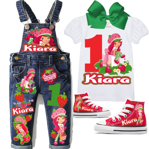 Strawberry Shortcake Overalls-Strawberry Shortcake Birthday Overalls-Strawberry Shortcake Birthday outfit