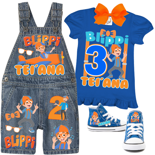 Blippi Overalls-Blippi Birthday Overalls-Blippi Birthday outfit