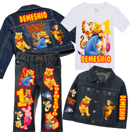 Winnie the Pooh boys outfit -Winnie the Pooh Denim Set-Boys Winnie the Pooh denim set- Winnie the Pooh Birthday outfit