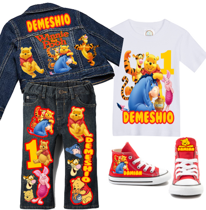 Winnie the Pooh boys outfit -Winnie the Pooh Denim Set-Boys Winnie the Pooh denim set- Winnie the Pooh Birthday outfit