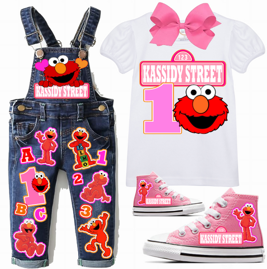 Elmo Overalls-Elmo Birthday Overalls-Elmo Birthday outfit